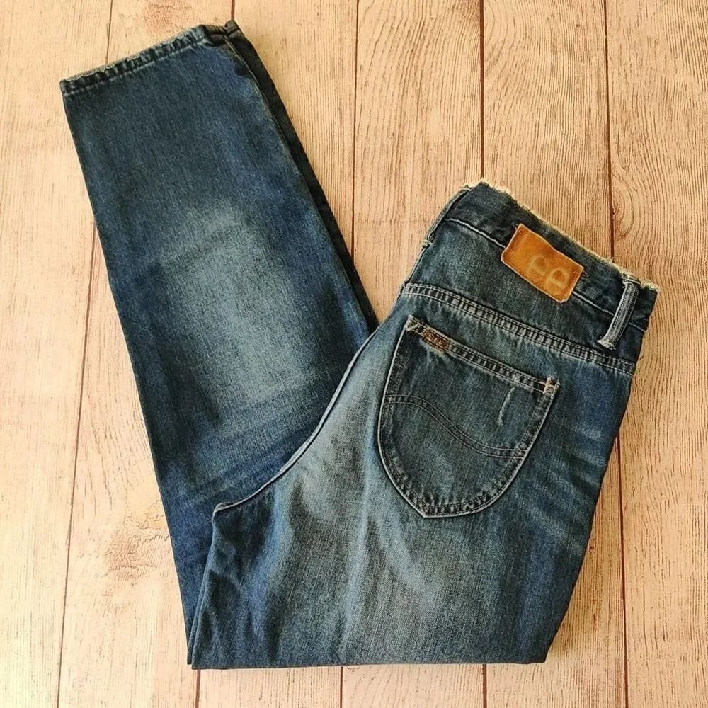 Rare Lee Union Made 101+ Distressed Denim Ankle Jeans sz 28